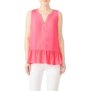 LILLY PULITZER Pink Crepe Sleeveless Gramercy Top XSMALL